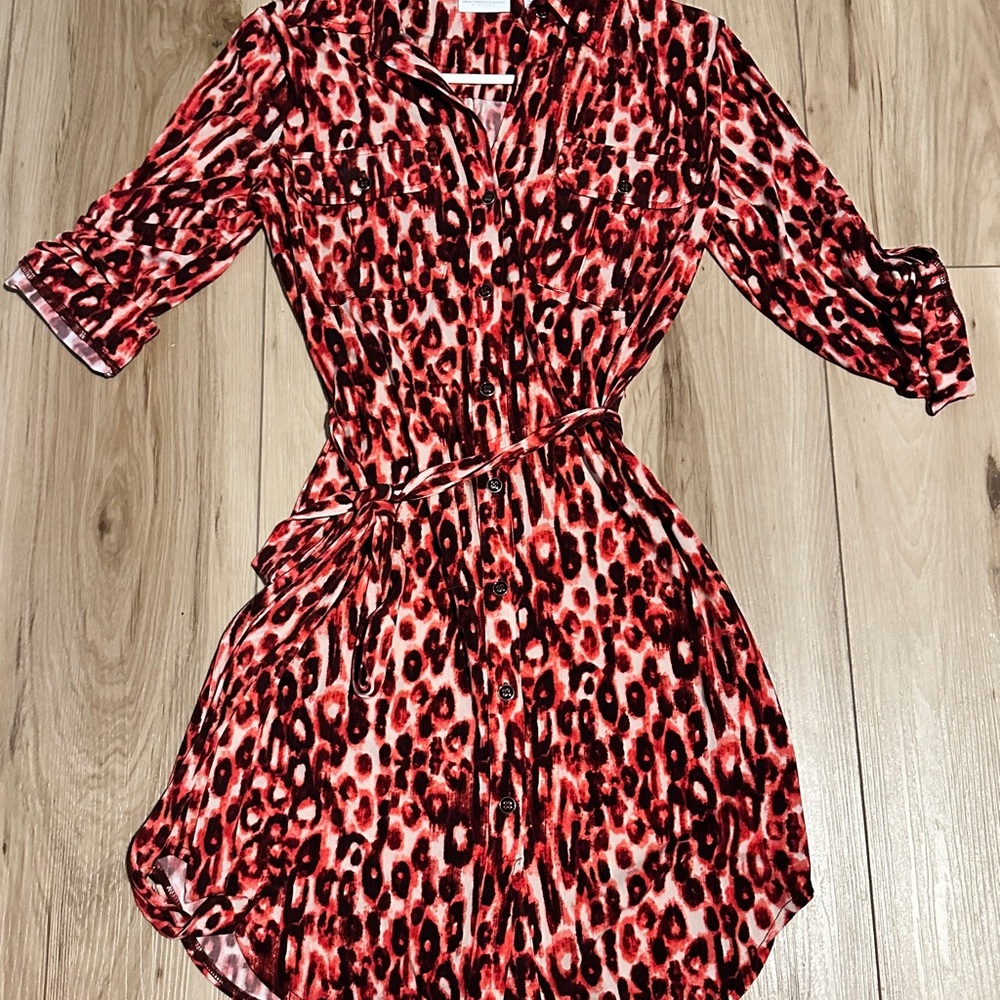 NY&Co animal print shirt dress